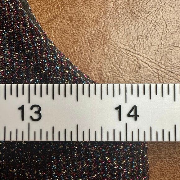 Primark Premium XS Multicolor Metallic Black Mock Neck Y2K Disco Halter Tank - Picture 5 of 8